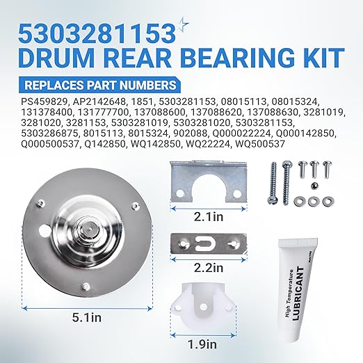 [Upgraded] BlueStars 5303281153 & 134503600 Dryer Rear Bearing - Compatible with Frigidaire & Kenmore Dryers - Replaces PS459829 AP2142648 131777700 PS1148434 134163400
