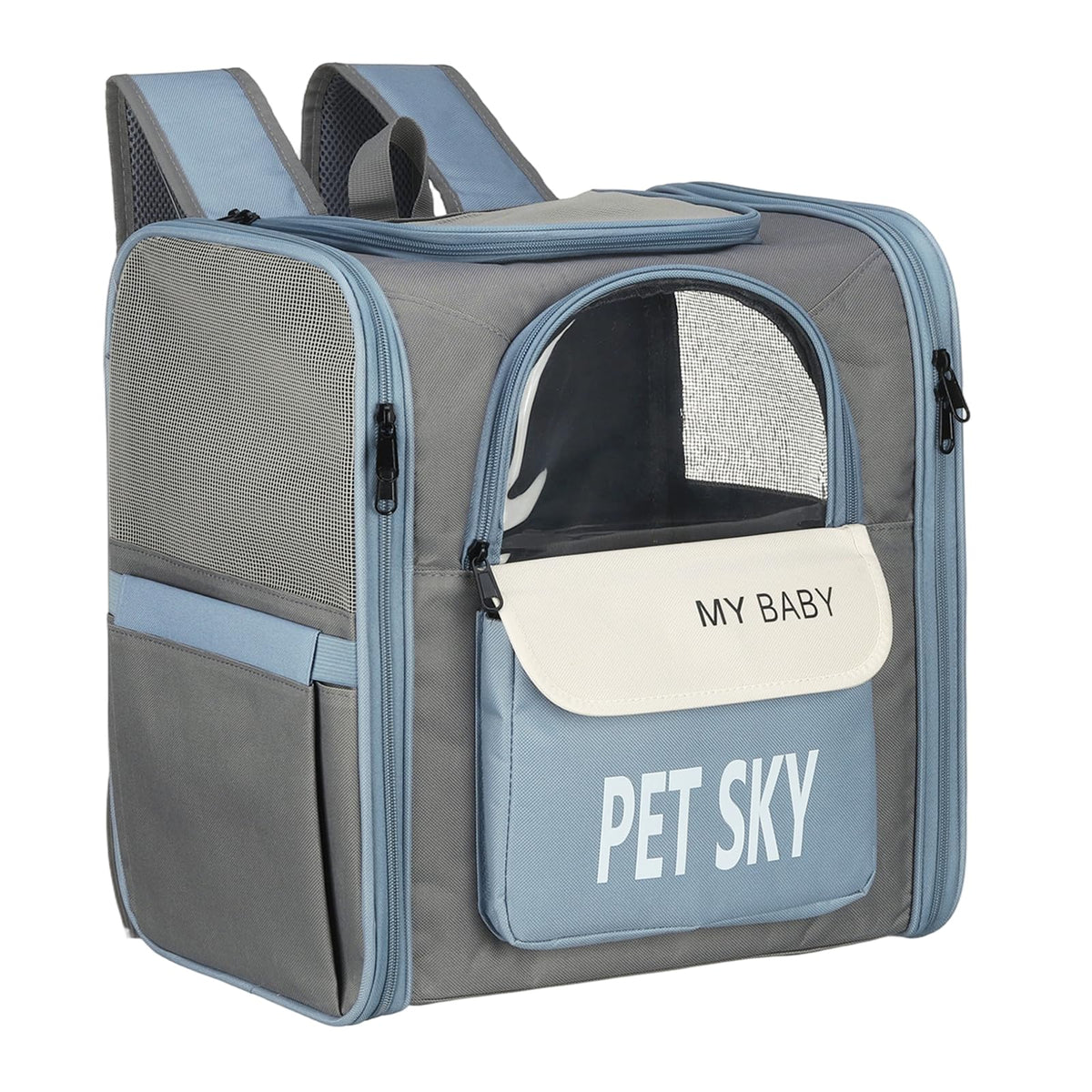 Cat Pet Backpack Carrier Gray 13x11x15 Large Space Pet Bag - Image 1