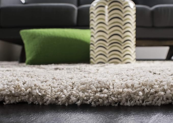 SAFAVIEH Hudson Shag Collection Area Rug - 10' Square, Ivory & Grey, Modern Trellis Design, Non-Shedding & Easy Care, 2-inch Thick Ideal for High Traffic Areas in Living Room, Bedroom (SGH281A)