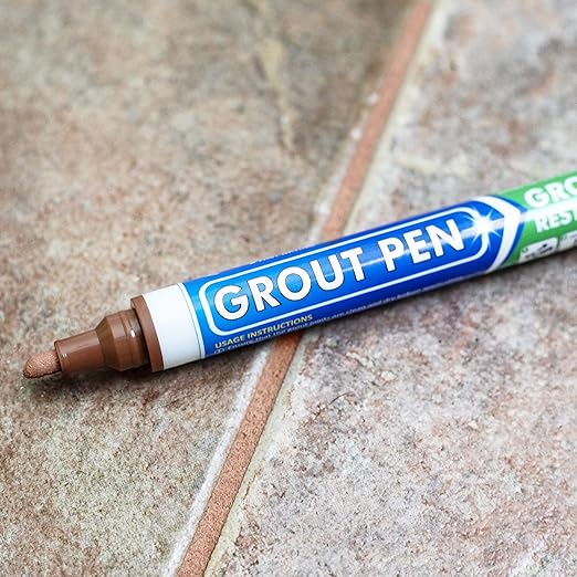 Grout Pen Tile Paint Marker: Terracotta 2 Pack with Extra Tips (Narrow, 5mm) & Large Terracotta (Wide, 15mm Tip) - Waterproof Grout Colorant and Sealer Pen to Renew, Repair, and Refresh Tile Grout