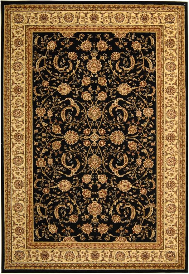 SAFAVIEH Lyndhurst Collection Area Rug - 5'3" x 7'6", Black & Ivory, Traditional Oriental Design, Non-Shedding & Easy Care, Ideal for High Traffic Areas in Living Room, Bedroom (LNH219A)