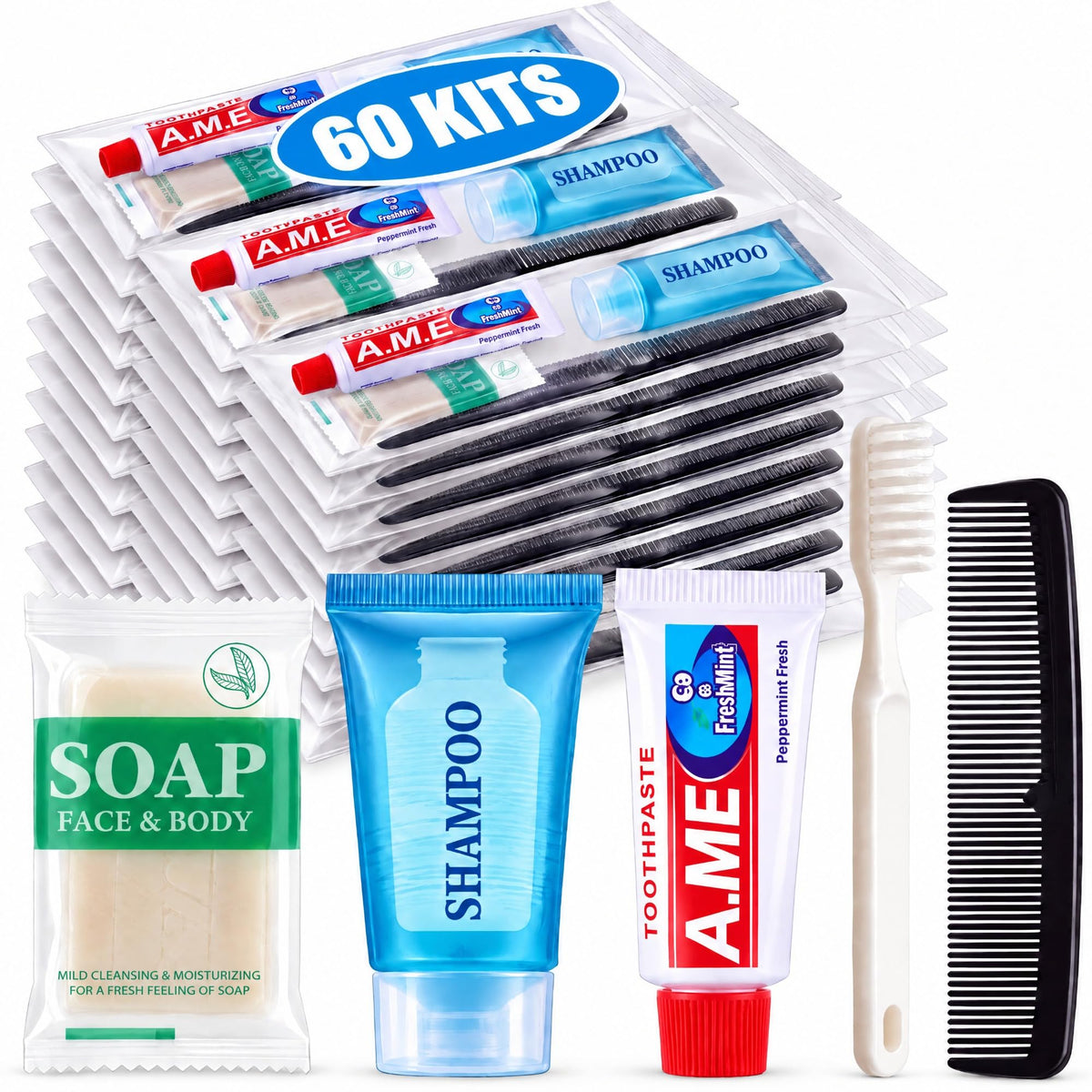 Ziliny 60 Kits Homeless Hygiene Kits Bulk, Homeless Care Package - Image 1
