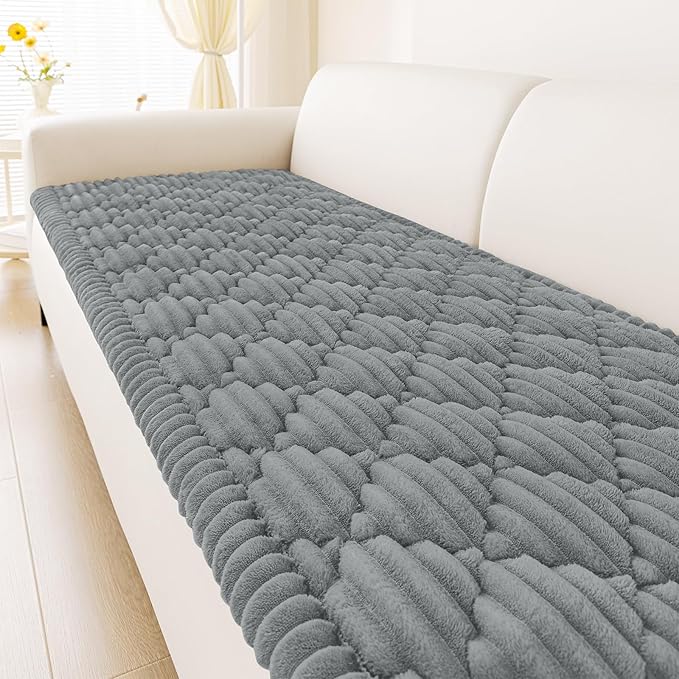 Smiry Pet Couch Cover for Dogs Washable, Non-Slip Fuzzy Couch Covers for 3 Cushion Sofa Pet Friendly, Soft Thick Furniture Protector Sofa Slipcover Mat for Dogs (Grey, 27.6" x 59")