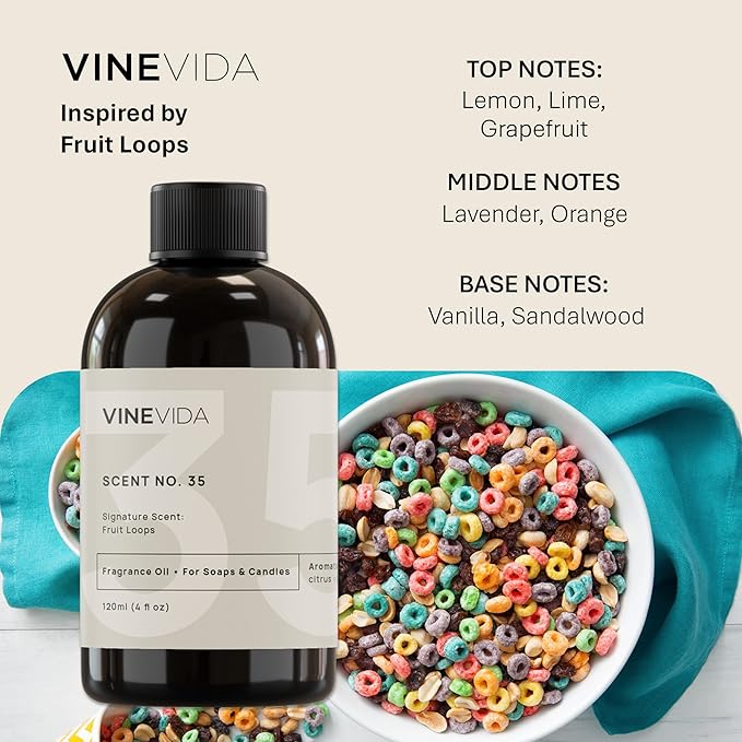 VINEVIDA [4oz] Fruit Loops Fragrance Oil for Candle Making and Soap Making - Premium Candle Scents for Soy Candles
