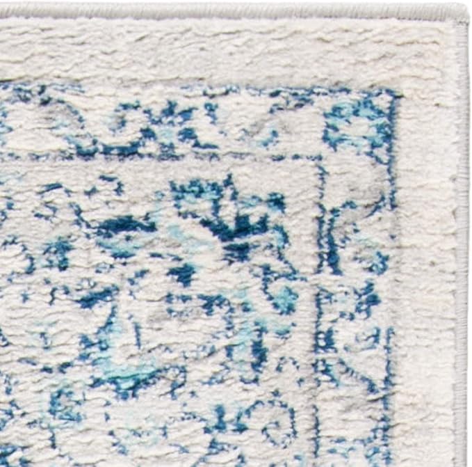 SAFAVIEH Brentwood Collection Accent Rug - 4' x 6', Light Grey & Blue, Oriental Floral Scroll Design, Non-Shedding & Easy Care, Ideal for High Traffic Areas in Entryway, Living Room, Bedroom (BNT854G)