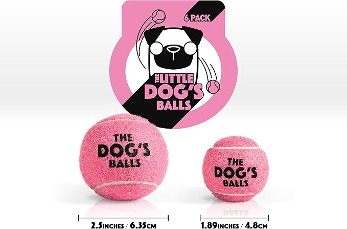 The Little Dog’s Balls Dog Tennis Balls for Small Dogs & Puppies, Pink, 6-Pack - Non-Abrasive Felt Fetch Balls, Tough Rubber Core, Float in Water