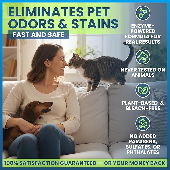 Stain & Odor Eliminator for Strong Odor, Enzyme Pet Odor Eliminator for Home, Carpet Stain Remover for Cat & Dog Urine, Kit