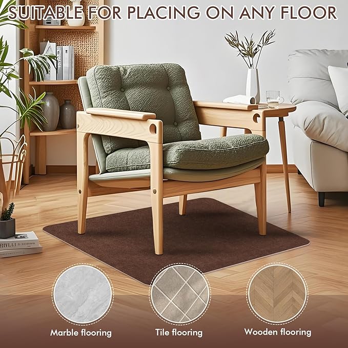 Recliner Pads for Hardwood Floors, Non Slip Recliner Grippers, Furniture Pads Floor Mats for Carpet, Anti Slide Office Chair Mat for Floor Protector, 35"x35" (1 Pack Brown