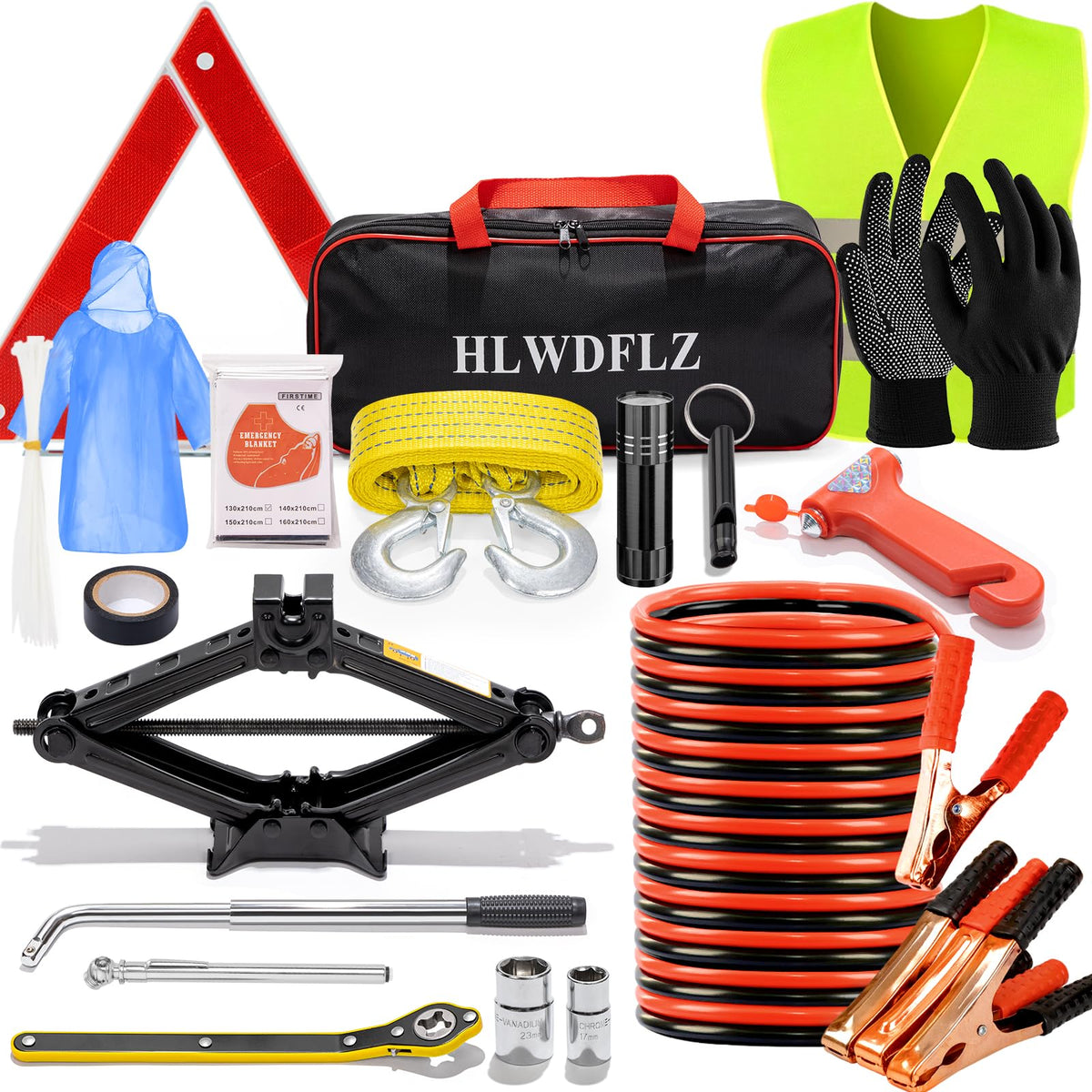 Roadside Emergency Kit with Scissor Jack for Car Safety Kit - Image 1