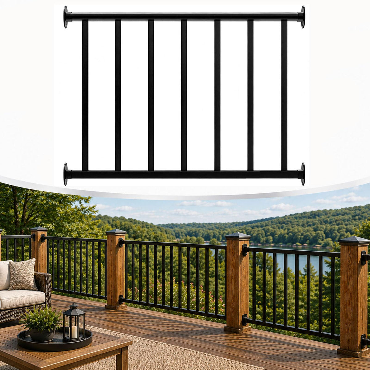 Porch and Deck Railing, 4ft x 36in H Railing with Screws - Image 1