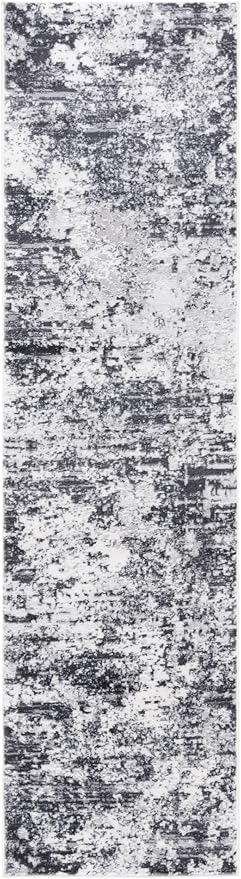 SAFAVIEH Amelia Collection Runner - 2'2" x 8', Charcoal & Ivory, Modern Abstract Design, Non-Shedding & Easy Care, Ideal for The Living Room, Dining, Bedroom (ALA705H)