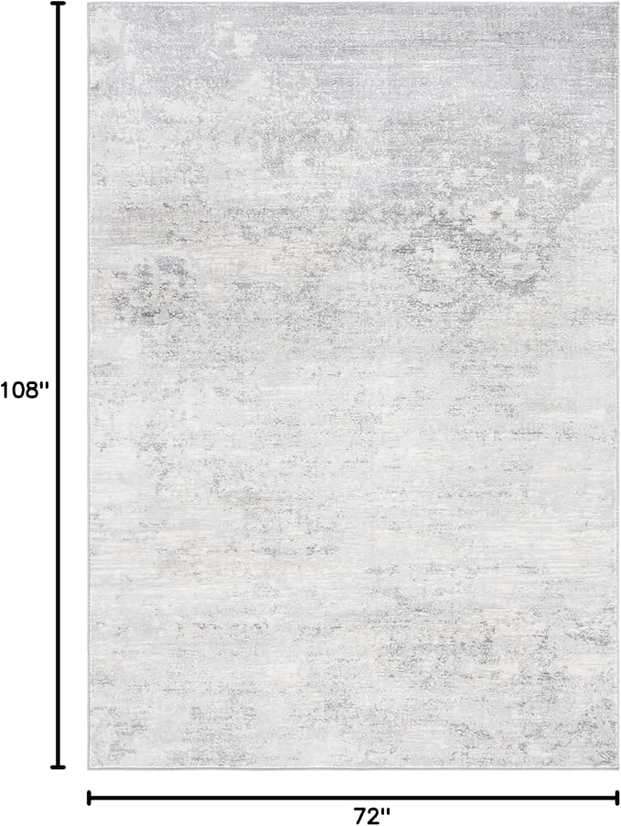 SAFAVIEH Brentwood Collection 6' x 9' Ivory/Grey BNT822A Modern Abstract Non-Shedding Living Room Bedroom Dining Home Office Area Rug