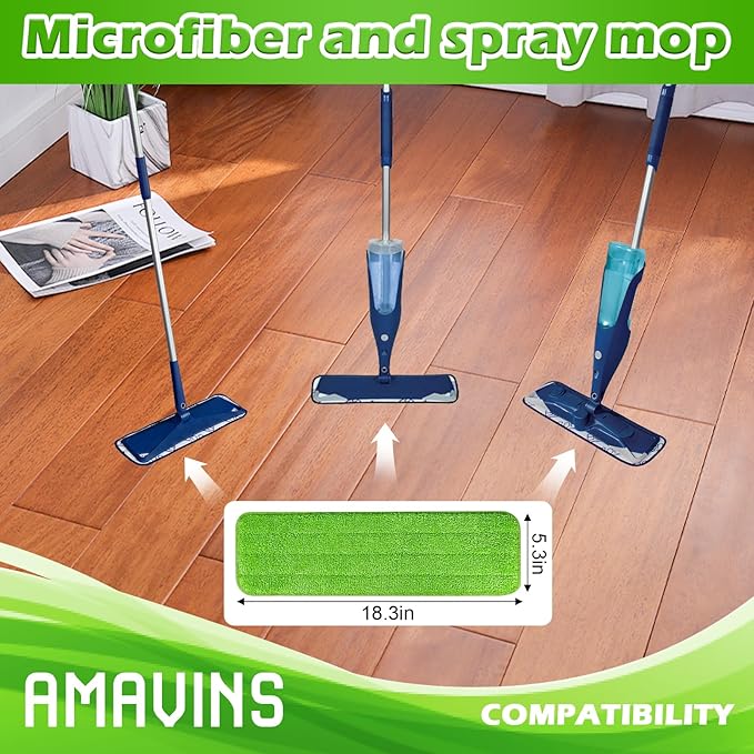 3 Pack Microfiber Cleaning Pads, Reusable Microfiber Mop Pads for 18 Inch Mop, Hardwood Floor Replacement Cleaning Mop Pads, Machine Washes