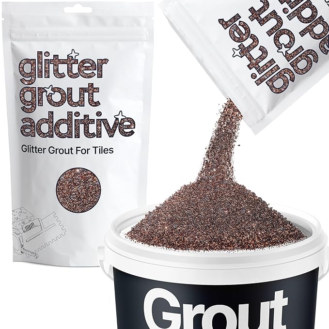 Hemway Bronze Brown Glitter Grout Additive 100g Metallic Flakes for Adding Sparkle to Kitchen & Bathroom Tiles | Enhance Your Indoor Grouting Projects with a Durable Sparkly Effect