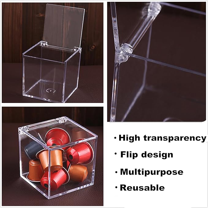 Acrylic Hinge Lid Box Clear Display Box with Lid Small Acrylic Multipurpose Storage Box for Keepsakes, Jewelry, Trinkets