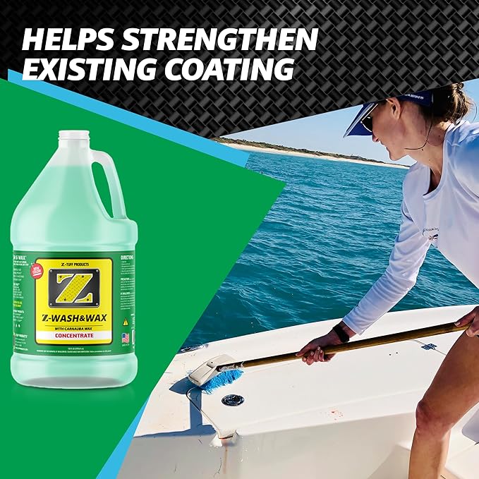 Z-TUFF PRODUCTS Wash & Wax – Ultimate Shine & Protection For Boats, RVs, and Cars – Infused with Advanced Polymer & Carnauba Wax Concentrated