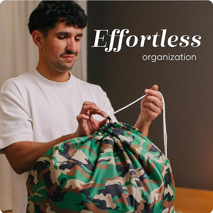Nylon XL Laundry Bag - Locking Drawstring Closure, Machine Washable, These Large Bags Will Fit a Laundry Basket and Strong Enough to Carry up to Two Loads of Clothes (Camouflage | 30" x 40")