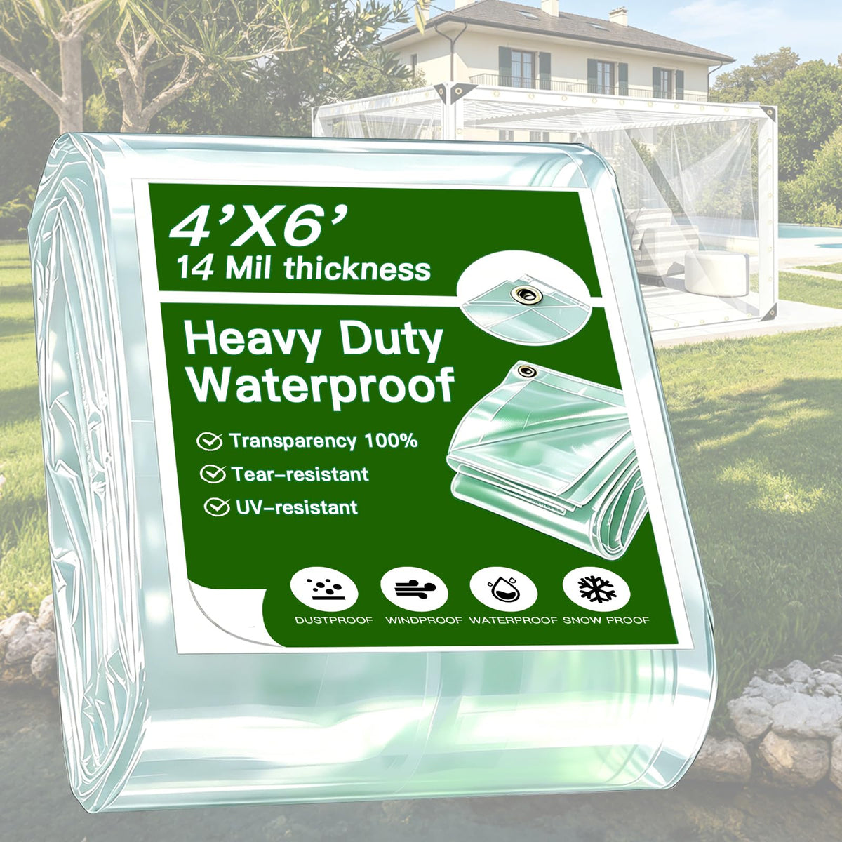 Tarps Heavy Duty Waterproof 4x6, Clear TarpaulinHeavy Duty - Image 1