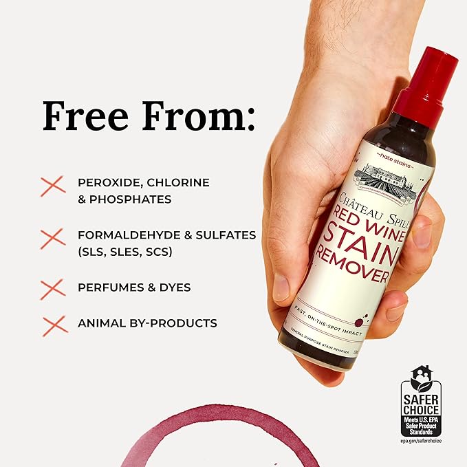 Chateau Spill Wine Stain Remover Spray - Clothes & Laundry Stain Remover - Wine Carpet Cleaner - EPA Safer Choice Certified - 4 Fl Oz (Pack of 3)