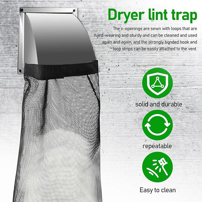 6PCS Dryer Lint Catcher, Dryer Vent Lint Bag, Lint Catcher for Dryer, Dust Bag Lint Bag for Dryer Vent Outdoor, Lint Trap for Dryer Vent Outside