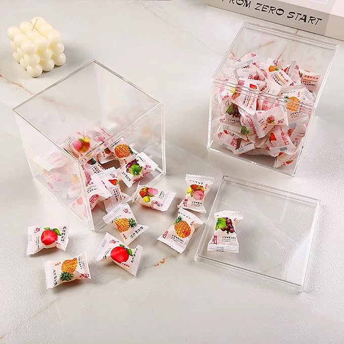 KissYou Acrylic Box Clear Display Case Storage Box with Lid Wedding Gift Party, Treats, Candies & Accessories,Plastic Boxes