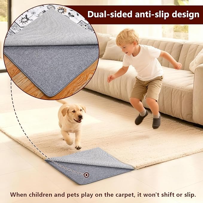 Non Slip Rug Pad Gripper, 8 x 10 Ft Extra Thick Foam Under Area Rug Carpet Pads for Any Hard Surface Floors, Keep Your Carpets Safe and in Place, Prevent Rug from Wrinkling or Buckling