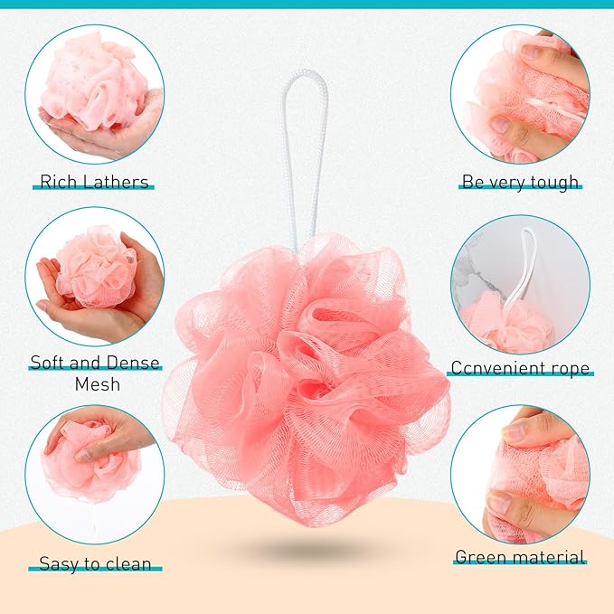 Sunnyray 200 Pcs Loofahs Bulk Bath Sponge Shower Luffas Exfoliating Body Scrubber Packs Soft Mesh Loofahs Balls Travel Cleaning Wash Puff Bathing Accessories for Women Men, 20g (Rainbow)