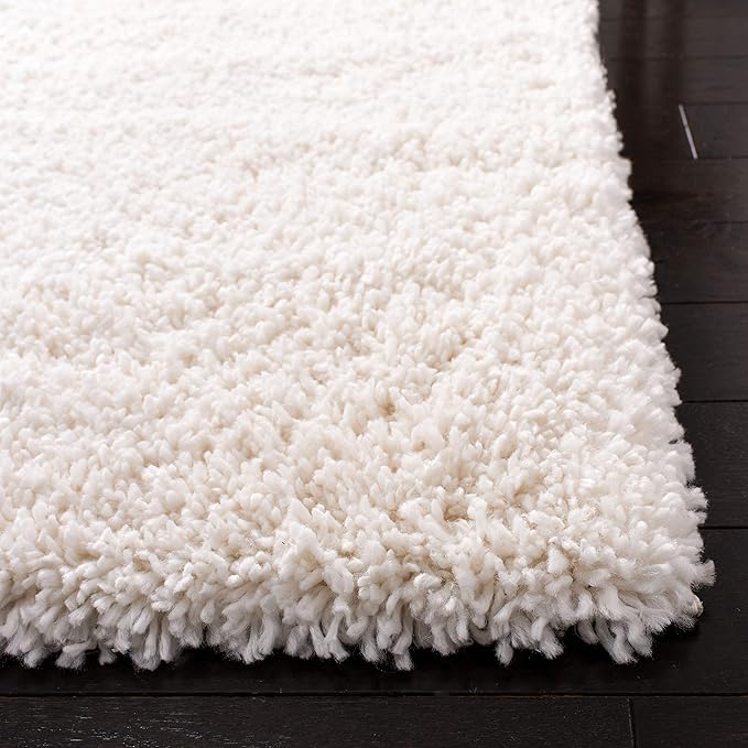 SAFAVIEH Fontana Shag Collection Accent Rug - 4' x 6', Ivory, Solid Design, Non-Shedding & Easy Care, 2-inch Thick Ideal for High Traffic Areas in Entryway, Living Room, Bedroom (FNT800A)