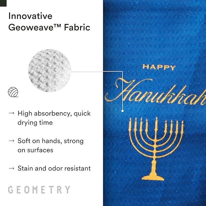 GEOMETRY Christmas Kitchen Towels - Quick Dry Microfiber Cloth Dish Towels for Kitchen Drying - Premium Quick Dry Towel (Happy Hanukkah, 1 Pack)
