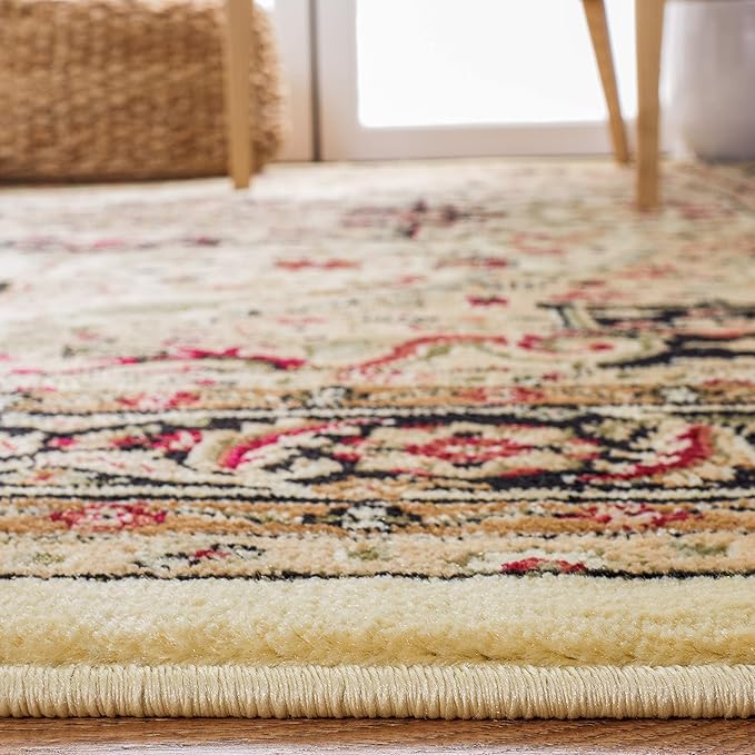 SAFAVIEH Lyndhurst Collection 7'9" x 9'9"Beige / Black LNH330C Traditional Oriental Non-Shedding Living Room Dining Bedroom Area Rug