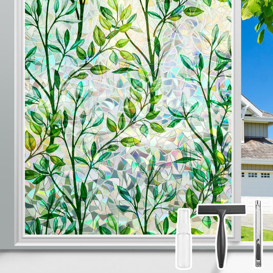 Donox Window Privacy Film, Leaf Rainbow Window Film - Image 1
