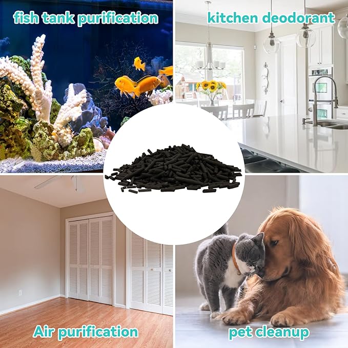 Sukh Activated Carbon Pellets - Activated Charcoal Bulk Carbon for Aquarium Charcoal Pellets for Waterbox Aquariums Pond Fish Tank (2.7, Pounds)