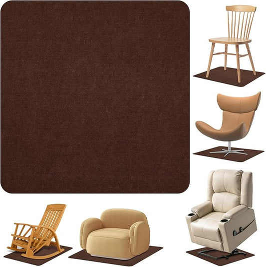 Recliner Pads for Hardwood Floors Non Skid, 35"x35" Furniture Pads Floor Mats for Carpet, Anti Slide Office Chair Mat for Floor Protector, Chairs Recliner Rug Non Slip Recliner Grippers (1 Pack-Coffee
