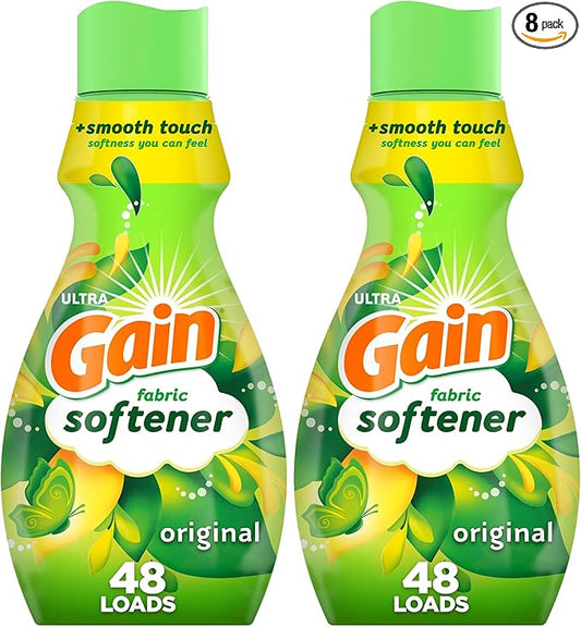 Gain Liquid Fabric Softener,Original Scent,35 FL OZ LIQ.,48 Loads,Smooth Touch - softness you can feel,(Pack of 8)