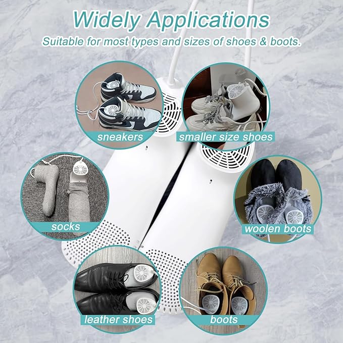 Shoe Dryer and Deodorizer with Timer - Shoes Boots Socks Gloves Dryer Warmer, Adult-Foot-Shaped | No Noise | Strong Wire | US Plug (PM20)