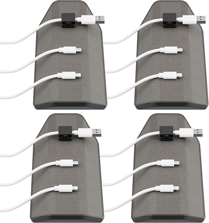 CHARGEWORX Magnetic Cable Organizer – 4 Pack - Weighted Non-Adhesive Cord Holder with 3 Magnetic Clips for USB-C, Lightning & MagSafe Cables – Desk, Office & Nightstand Cable Management