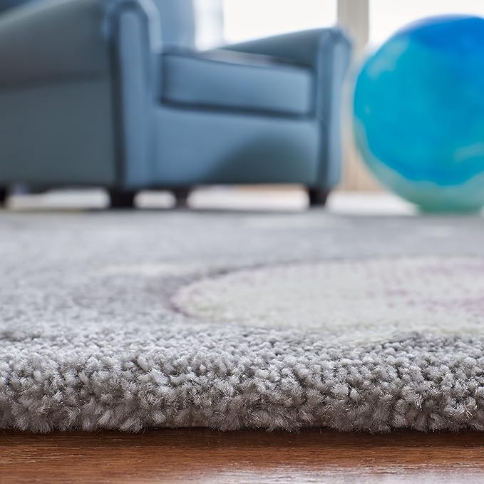 SAFAVIEH Carousel Kids Collection Accent Rug - 3'3" x 5'3", Grey & Lavender, Non-Shedding & Easy Care, Ideal for High Traffic Areas for Boys & Girls in Playroom, Nursery, Bedroom (CRK103F)