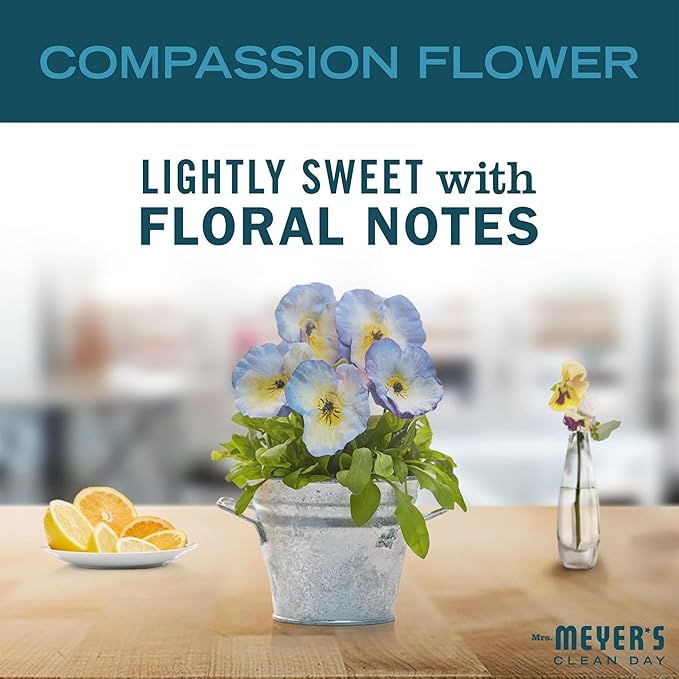 MRS. MEYER'S CLEAN DAY Liquid Fabric Softener,Infused with Essential Oils,Paraben Free,Compassion Flower,32 oz (32 Loads),(Pack of 4)
