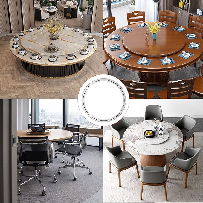 Lazy Susan Aluminum Bearing Metal Rotating Turntable Bearings Swivel Plate Hardware for Dining-Table and Workbench (16 Inchs) …