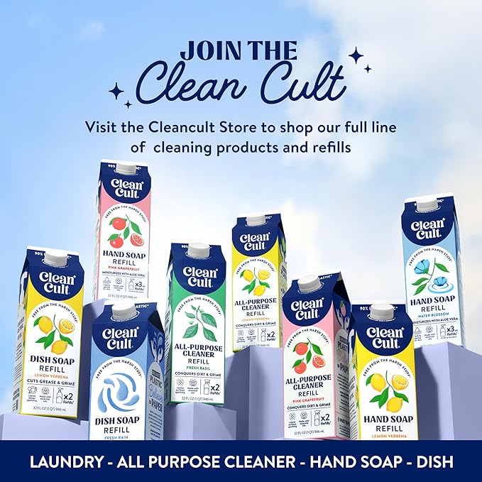 Cleancult - Lemon Verbena - All Purpose Cleaner - Refillable Aluminum Bottle - Cleaner Spray that Removes Dirty & Grime - 16 oz - 1 Pack