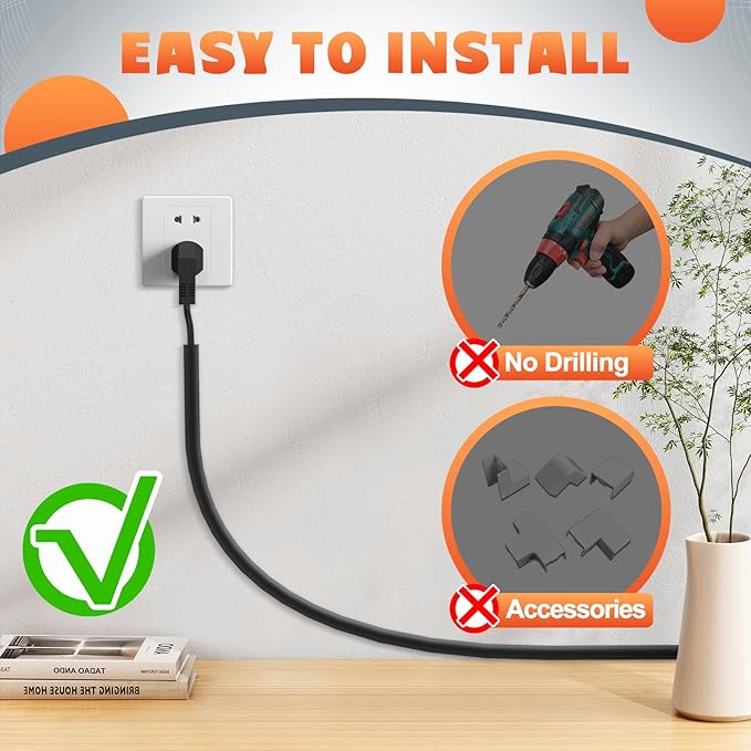 Wall Cord Hider 39 Inch, Self Adhesive Cable Hider Cord Cover for Wires, Flexible Wire Cover Cable Raceway for Cord Management W0.59 H0.39in Black