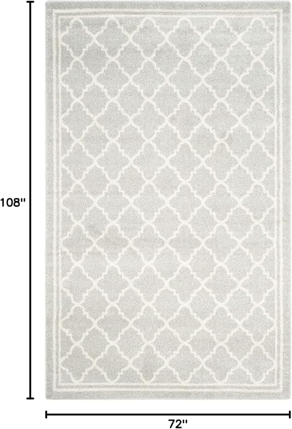SAFAVIEH Amherst Collection Area Rug - 6' x 9', Light Grey & Beige, Moroccan Trellis Design, Non-Shedding & Easy Care, Ideal for High Traffic Areas in Living Room, Bedroom (AMT422B)