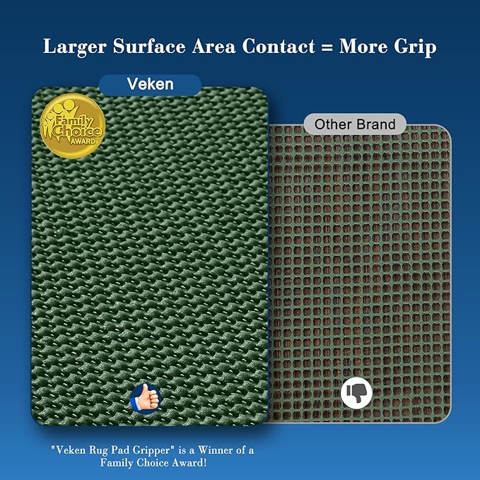 Veken Runner Rug Pad Gripper for Hardwood Floors, Non Slip 2x6 Ft Dark Green Rug Pads for Area Rugs, Thick Rug Grippers for Tile Floors, Under Carpet Anti Skid Mat, Keep Your Rugs Safe and in Place