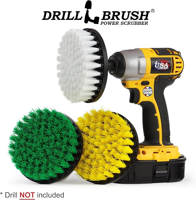 House Cleaning - Kitchen Tools - Shower Cleaner - Bathroom Accessories - Drill Brush - All Purpose Spin Brush Cleaning Kit - Stove-top, Oven Rack, Sink, Tile and Grout - Shower Door - Glass Cleaner