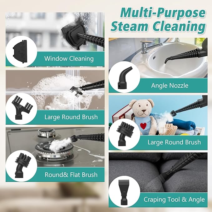 Steam Mops for Floor Cleaning, Handheld Steam Cleaner for Home, Lightweight All in 1 Steam Mop Detachable Steamer for Hardwood Floor Tile Couch, 2 Washable Pads, 1550W Deep Cleaning, White and Green