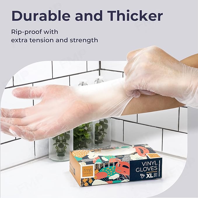 Fit Meal Prep 1000 Pack Disposable Latex Free Extra Large Vinyl Food Prep Gloves - Powder Free, Ideal for Kitchen, Bathroom, Household, Gardening