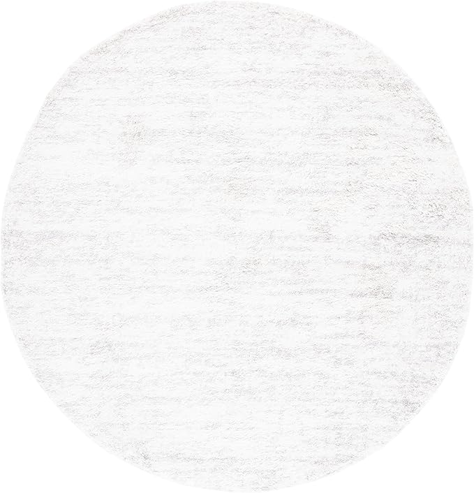 SAFAVIEH Berber Shag Collection Area Rug - 5'5" Round, Ivory & Light Grey, 1.2-inch Thick Ideal for High Traffic Areas in Living Room, Bedroom (BER563F)