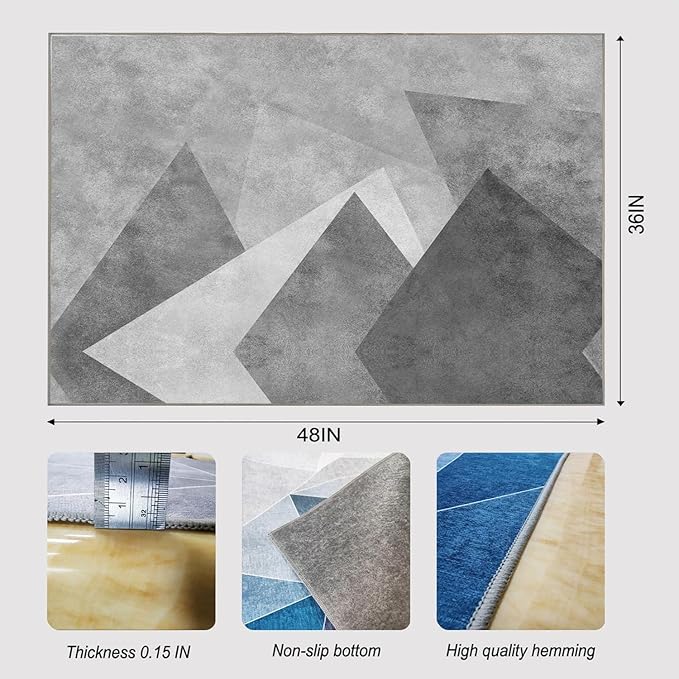 Office Chair Mat for Hardwood Floor & Low-Pile Carpet,48"*36" Under Desk Mat, Computer Chair Rug,Anti-Slip Floor Protector for Home Office Grey