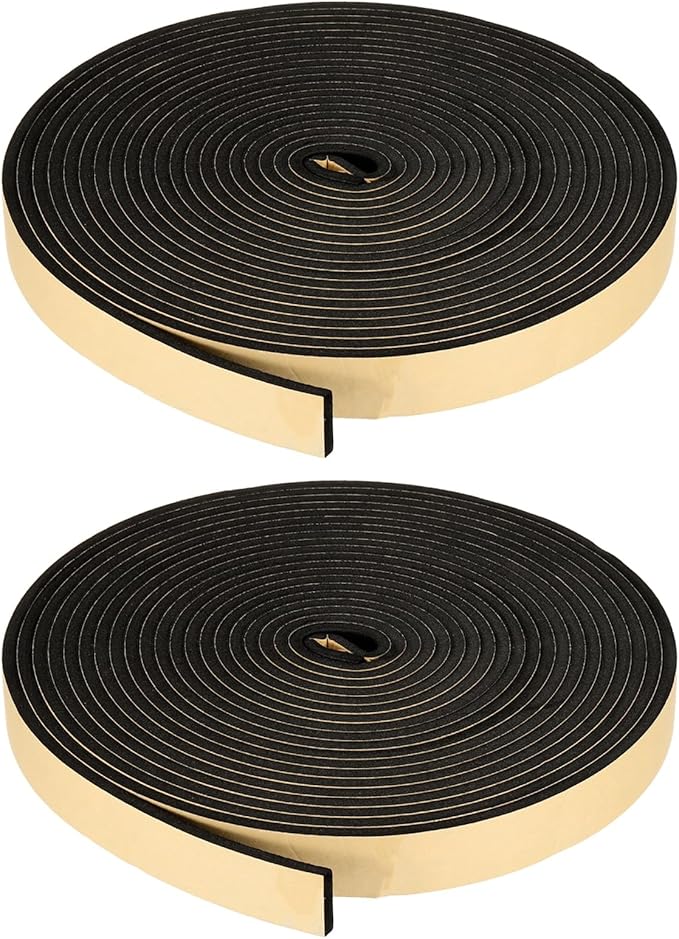 PATIKIL Foam Insulation Tape, 1-3/8" W x 1/4" t x 32.8FT Self Adhesive Weather Stripping Door Seal Strip for Door Window Air Conditioning, Black