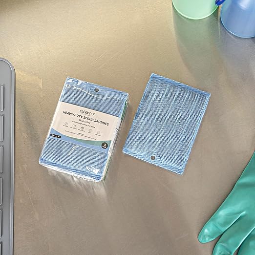Restaurantware Scouring Pad 60 Count 5.5 x 3.9 Inches Plastic Steel Wool Sponge Metal Scrubber Durable Odor Free Scrubber Multi-Color Blue+Beige+Green Household Cleaning Sponge